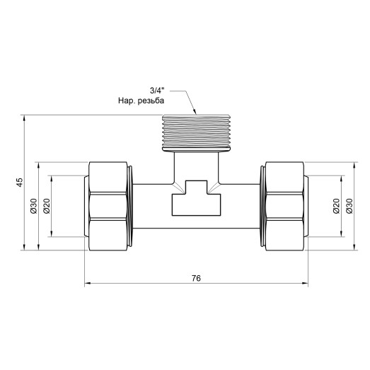 Трійник обтискний SD Plus 20х3/4"х20 ЗР SD160W202020