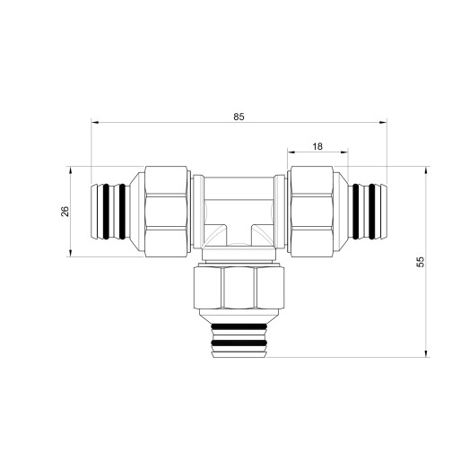 Тройник обжимной Icma 16 №536 (81536ADGH06)