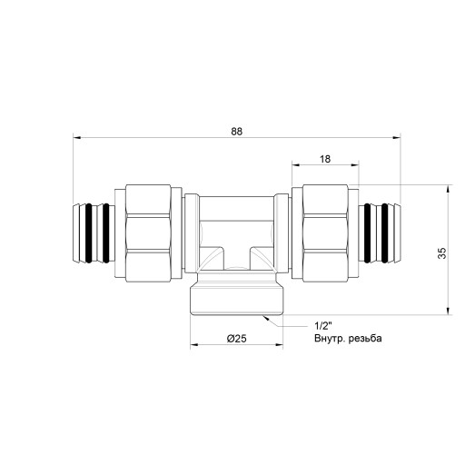Тройник обжимной Icma 20х1/2 "х20 ВР №548 (81548RDBQ06)