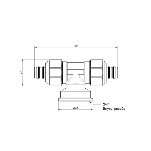 Тройник обжимной Icma 20х3/4 "х20 ВР №548 (81548REBQ06)