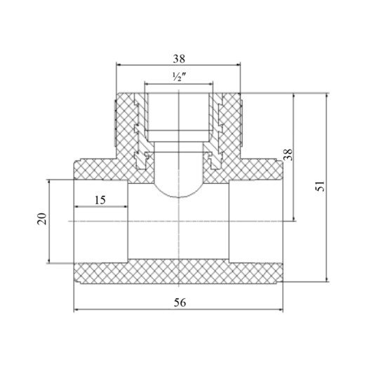 Трійник PPR Blue Ocean 20х1/2"х20 ВР (BOITTX2001XXX)