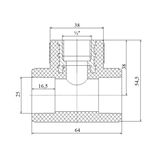 Трійник PPR Blue Ocean 25х1/2"х25 ВР (BOITTX2501XXX)