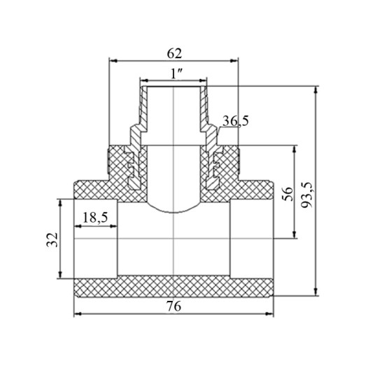 Тройник PPR Blue Ocean 32х1"х32 ЗР (BOETTX3203XXX)