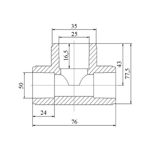 Трійник PPR Blue Ocean 50х25х50 редукційний (BORTXX5025XXX)