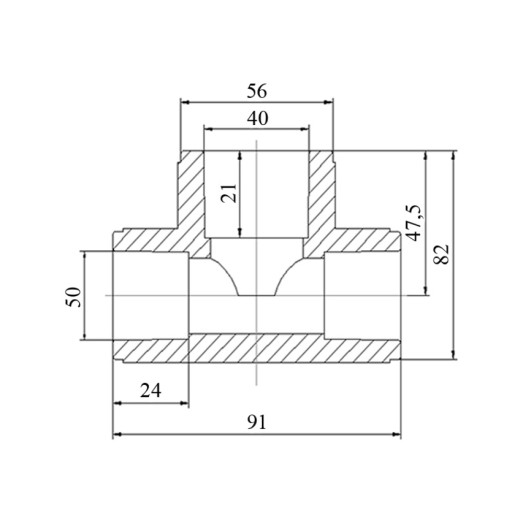 Трійник PPR Blue Ocean 50х40х50 редукційний (BORTXX5040XXX)