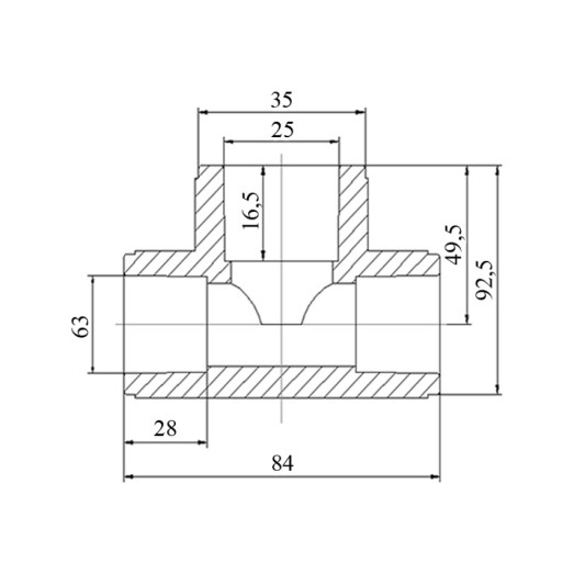 Трійник PPR Blue Ocean 63х25х63 редукційний (BORTXX6325XXX)