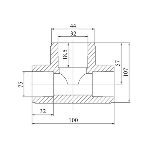 Трійник PPR Blue Ocean 75х32х75 редукційний (BORTXX7532XXX)