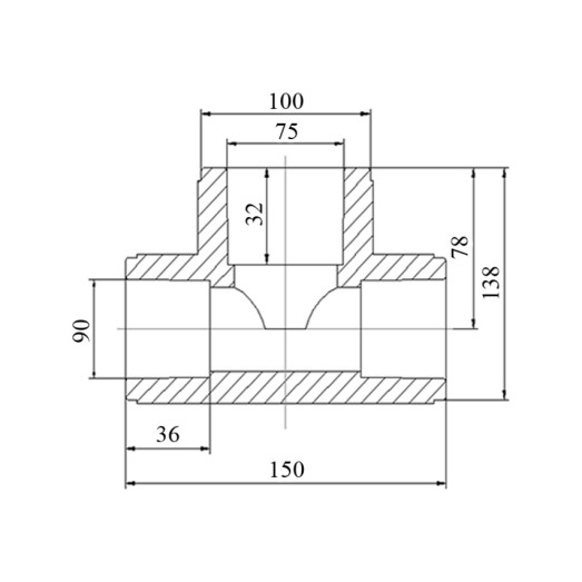 Трійник PPR Blue Ocean 90х75х90 редукційний (BORTXX9075XXX)
