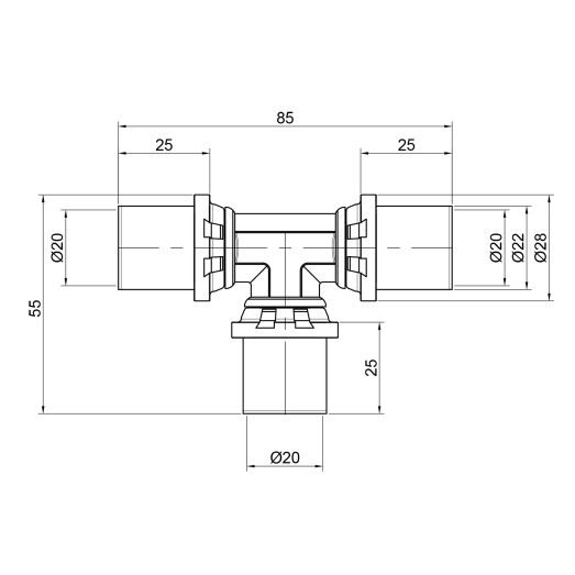 Трійник прес Icma 20х20х20 №406 (81406BQ06)