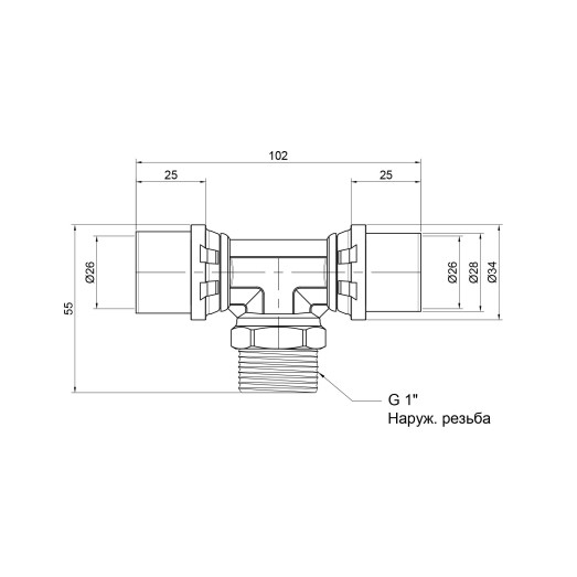 Трійник прес Icma 26х1"х26 ЗР №407 (81407AFGP06)