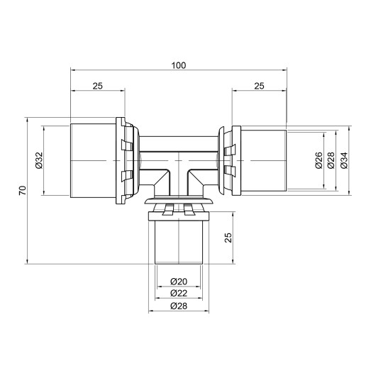 Трійник прес Icma 26х20х32 №406 (81406GPBQGQ06)