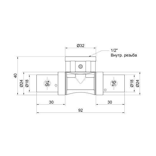 Трійник прес SharkBite 16х1/2"х16 ВР (SNP03161216FB)