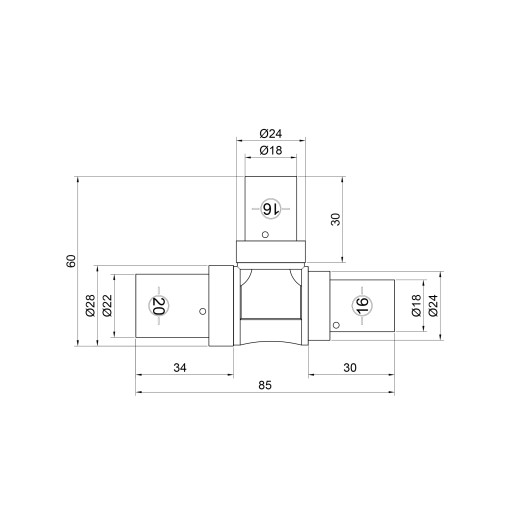 Трійник прес SharkBite 20х16х16 мм (SNP03201616)