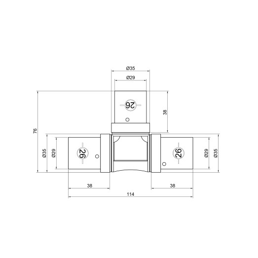 Тройник пресс SharkBite 26 мм (SNP03262626)