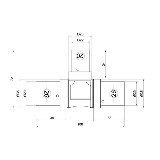Трійник прес SharkBite 26х20х26 мм (SNP03262026)