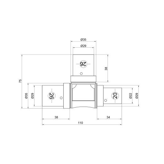 Трійник прес SharkBite 26х26х20 мм (SNP03262620)