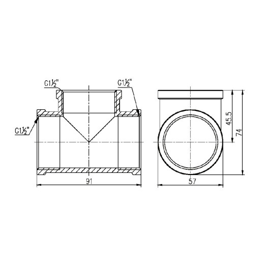 Тройник SD Forte 1 1/2" ВВ SF36140