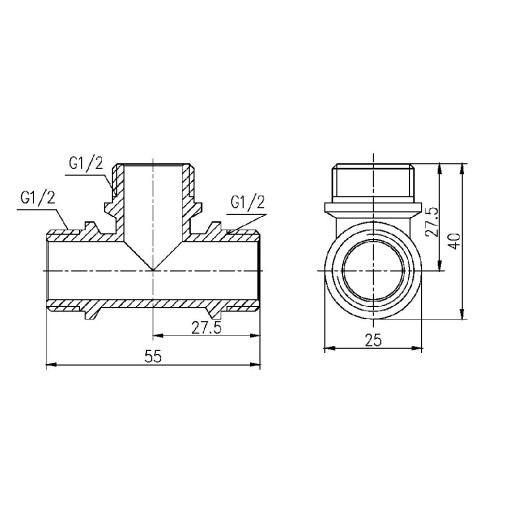 Тройник SD Forte 1/2" ЗЗ SF36715