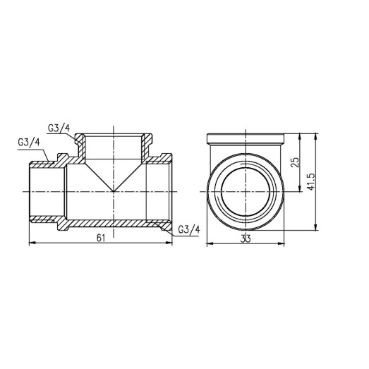 Тройник SD Forte 3/4" ВВЗ SF36320