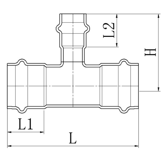 Тройник трехраструбный редукционный Koer KQ.T422242 Press-Inox AISI 304 42x22x42 (KR6362)