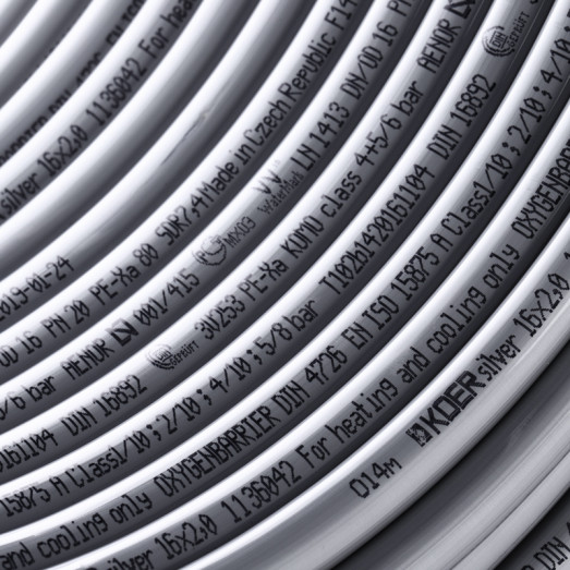 Труба для теплої підлоги з кисневим бар'єром KOER PEX-B EVOH 16*2,0 (silver) (400 м) (KR2859)