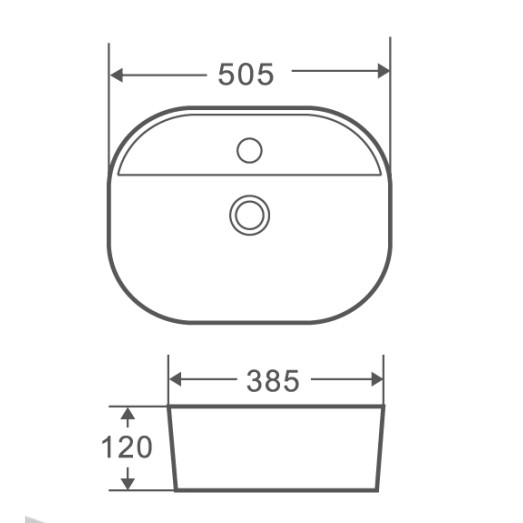 Умывальник накладной керамический Mixxus Premium Ellipse-0201 505x385x120mm (MP6482)