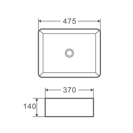 Умывальник накладной керамический Mixxus Premium Quadro-0101 475x370x140mm (MP6487)