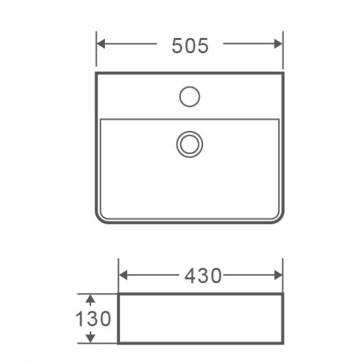 Умывальник накладной керамический Mixxus Premium Quadro-0201 500x420x120mm (MP6478)