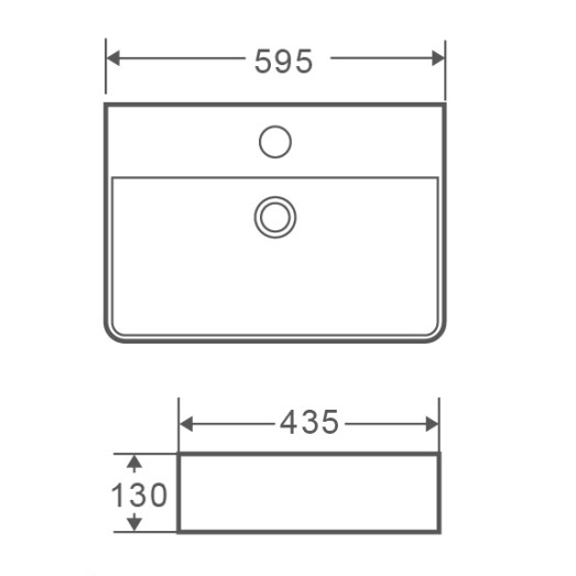 Умывальник накладной керамический Mixxus Premium Quadro-0202 600x420x120mm (MP6479)