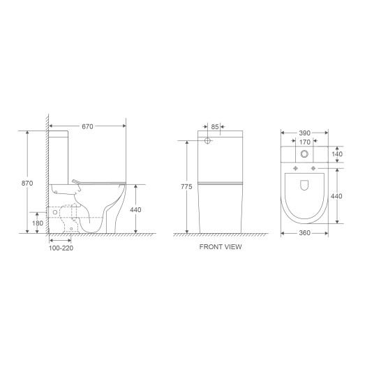 Унитаз-компакт Mixxus Premium WAVE-0403-R 675х395х870mm, система смыва RIMLESS (MP6606)
