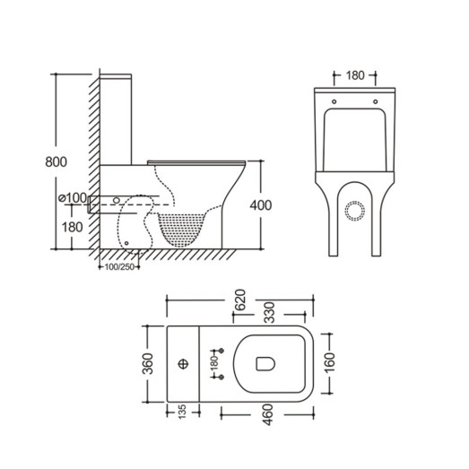 Унитаз-компакт Mixxus STYLE-0403-R 620х360х800mm, система смыва RIMLESS (MI6727)