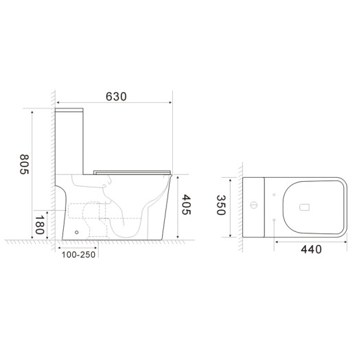 Унитаз-компакт Mixxus WAVE-0404-R 630х350х805mm, система смыва RIMLESS (MI6692)