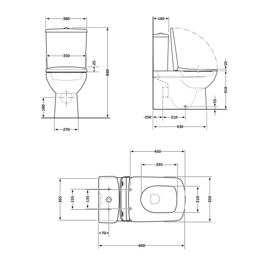 Унитаз-компакт Qtap Kalao безободковый с сиденьем Soft-close (QT08221213AW)