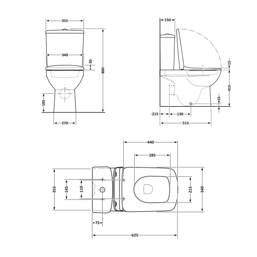 Унитаз-компакт Qtap Nando безободковый с сиденьем Soft-close (QT12221222AW)