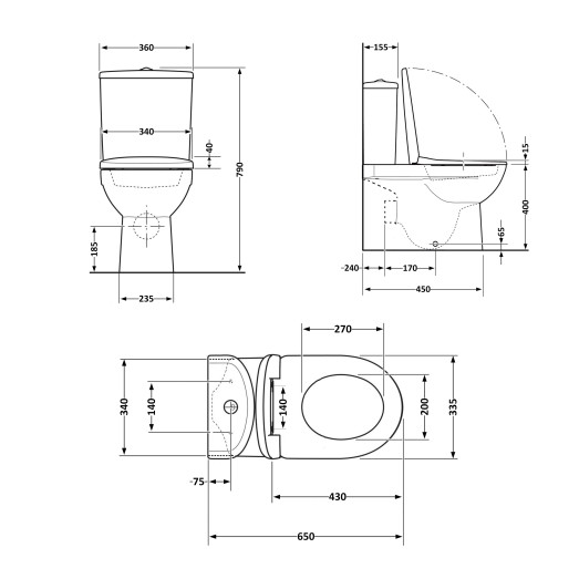 Унитаз-компакт Qtap Presto безободковый с сиденьем Soft-close (QT24221217AW)