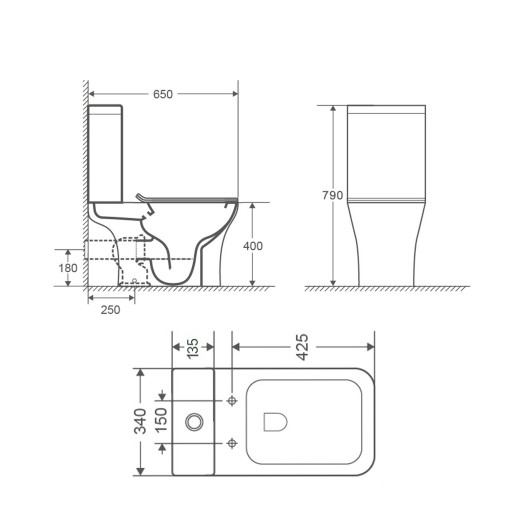 Унитаз-компакт Qtap Presto Quadro безободковый с сиденьем Soft-close (QT24221215AW)
