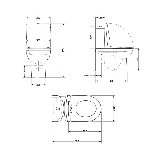 Унитаз-компакт Qtap Robin Ultra Quiet безободковый с сиденьем Soft-close (QT13226089AW)