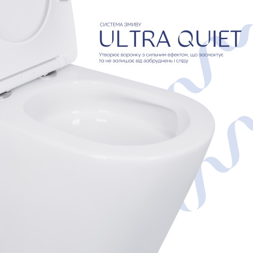 Унитаз-компакт Qtap Scorpio безободковый Ultra Quiet с сиденьем Soft-close (QT14226088AW)