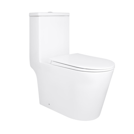 Унитаз-моноблок напольный Qtap Kolibri Ultra Quiet безободковый с сиденьем Soft-close (QT10226380W)