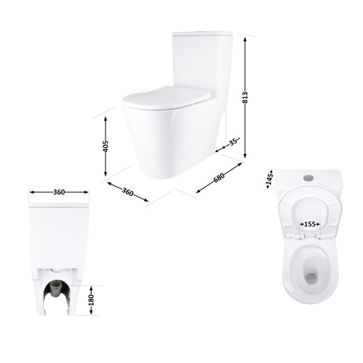 Унитаз-моноблок напольный Qtap Swan Ultra Quiet безободковый с сиденьем Soft-close (QT16226080AW)
