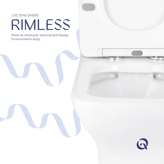 Унитаз напольный Qtap Aries Rimless безободковый с сиденьем Soft-close white (QT03228302W)