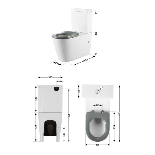 Унитаз напольный Qtap Freedom инклюзивный Rimless безободковый (QT22226098W)
