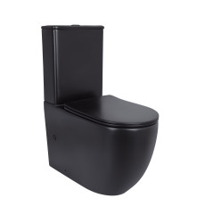 Унитаз напольный Qtap Robin Ultra Quiet безободковый с сиденьем Soft-close MATT BLACK (QT13226083AMB)