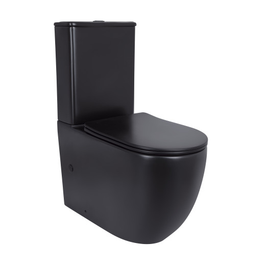 Унитаз напольный Qtap Robin Ultra Quiet безободковый с сиденьем Soft-close MATT BLACK (QT13226083AMB)