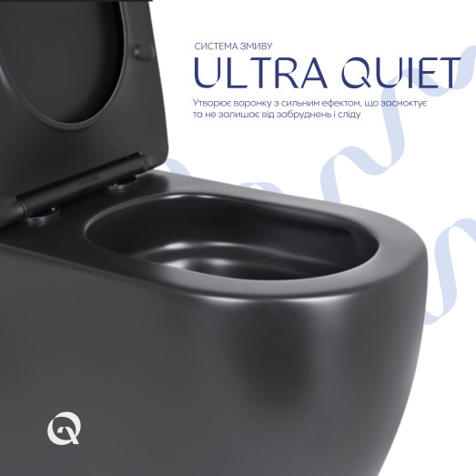 Унитаз напольный Qtap Robin Ultra Quiet безободковый с сиденьем Soft-close MATT BLACK (QT13226083AMB)