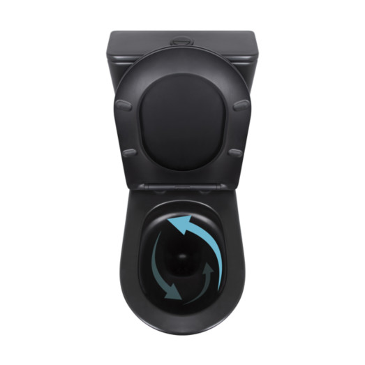 Унитаз напольный Qtap Robin Ultra Quiet безободковый с сиденьем Soft-close MATT BLACK (QT13226083AMB)