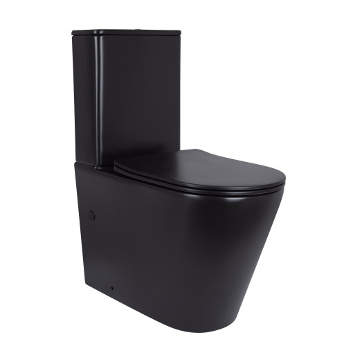 Унитаз напольный Qtap Scorpio Ultra Quiet безободковый с сиденьем Soft-close MATT BLACK (QT14226088AMB)