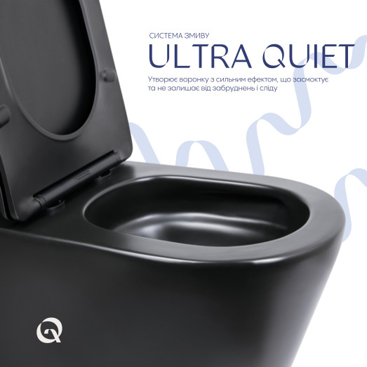 Унитаз напольный Qtap Scorpio Ultra Quiet безободковый с сиденьем Soft-close MATT BLACK (QT14226088AMB)