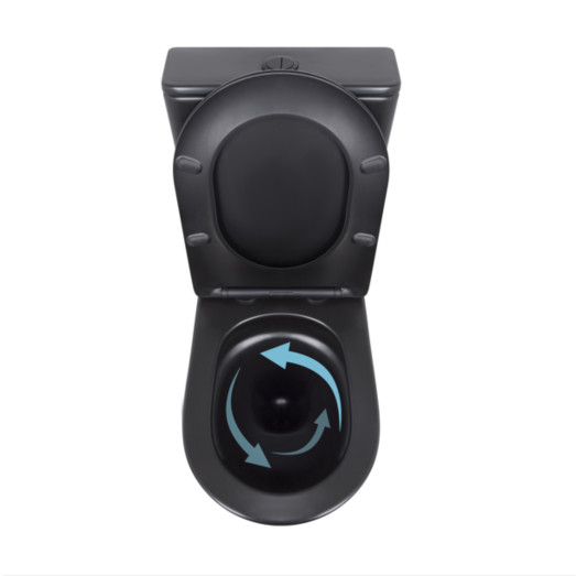 Унитаз напольный Qtap Scorpio Ultra Quiet безободковый с сиденьем Soft-close MATT BLACK (QT14226088AMB)