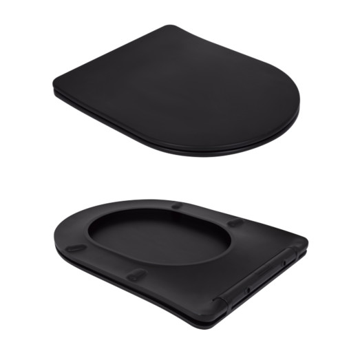 Унитаз напольный Qtap Scorpio Ultra Quiet безободковый с сиденьем Soft-close MATT BLACK (QT14226088AMB)